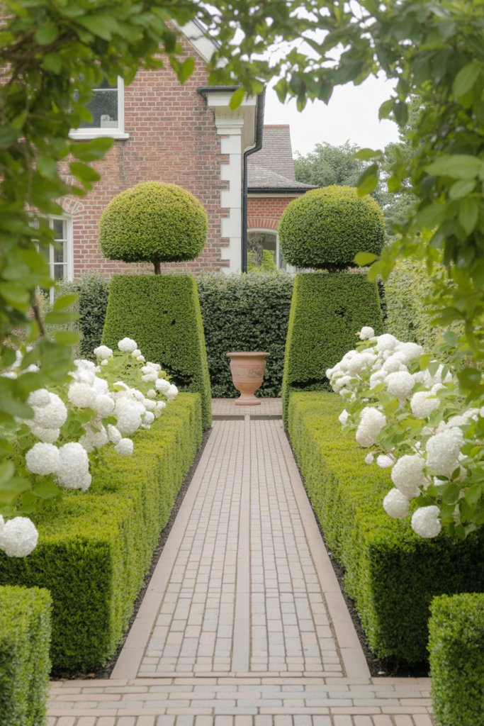 Charming Green and White Garden Pathway