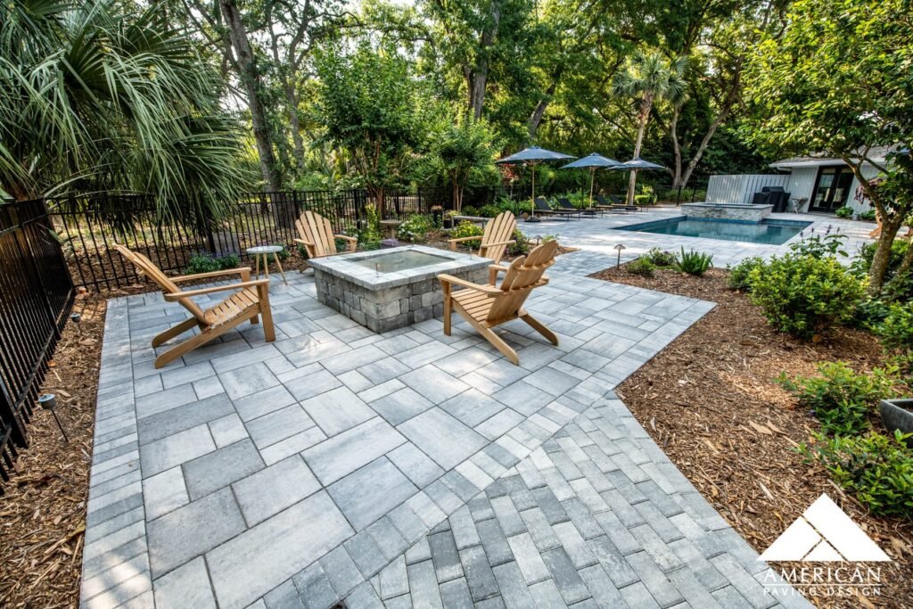 Patio with Fire Pit Centerpiece