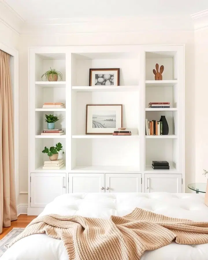 White Built-In Shelves for Storage