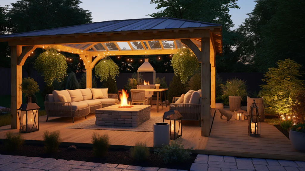 Covered Patio with Fire Pit
