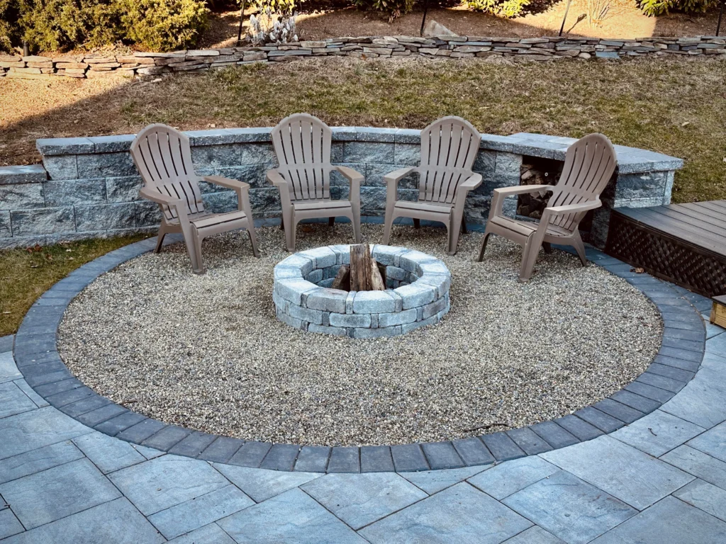 Fire Pit with Gravel and Stepping Stones