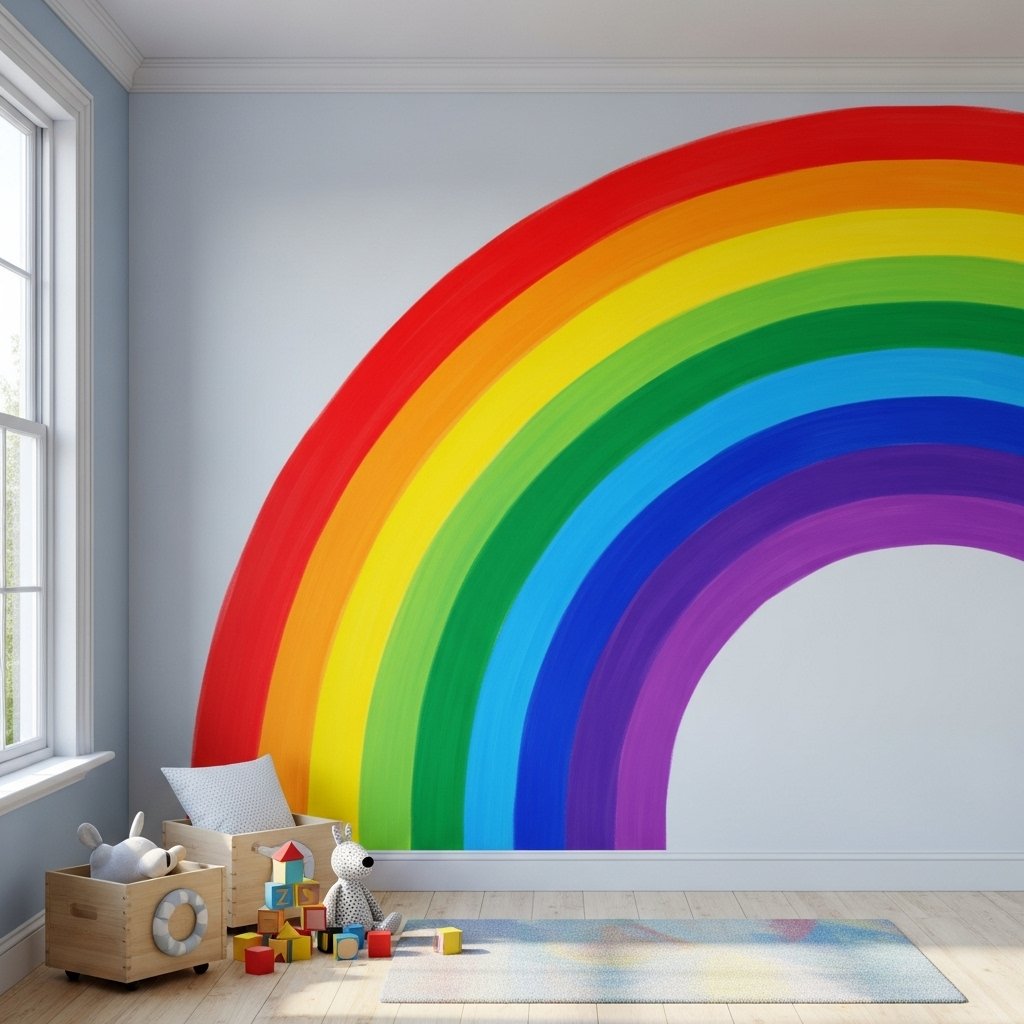 Vibrant rainbow wall murals for interiors