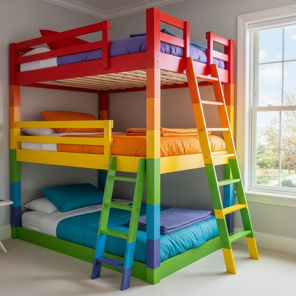 Vibrant colorful bunk beds for kids