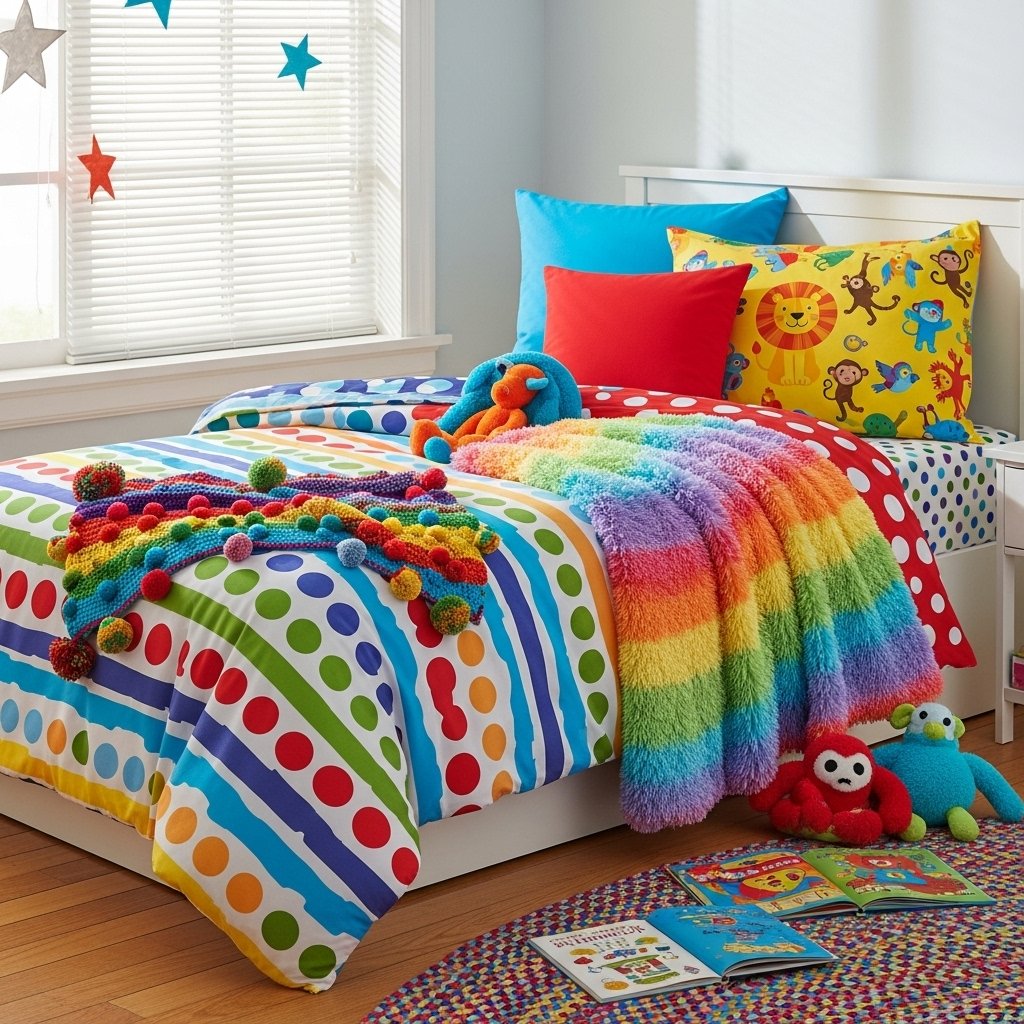 Colorful bright bedding mix for bedrooms