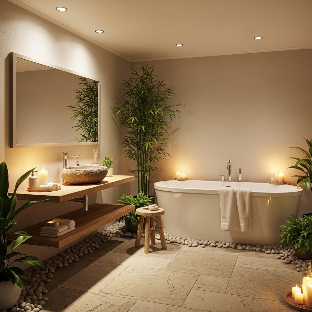Relaxing spa inspired natural elements decor