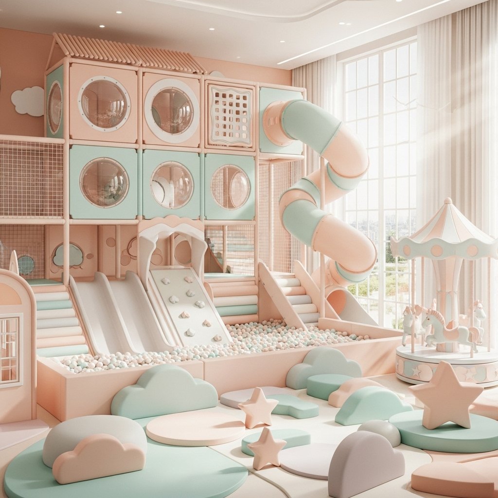 Whimsical pastel play paradise room design