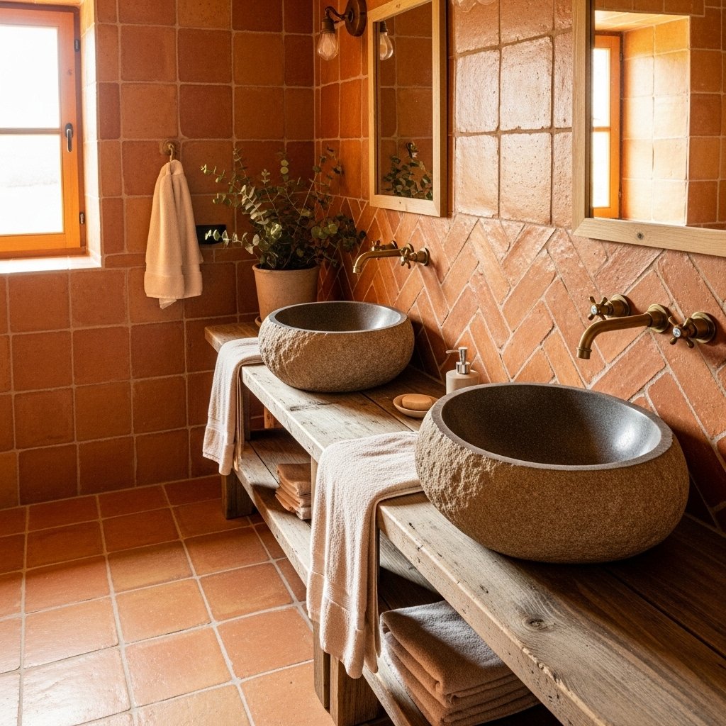 Natural earthy terracotta and stone decor