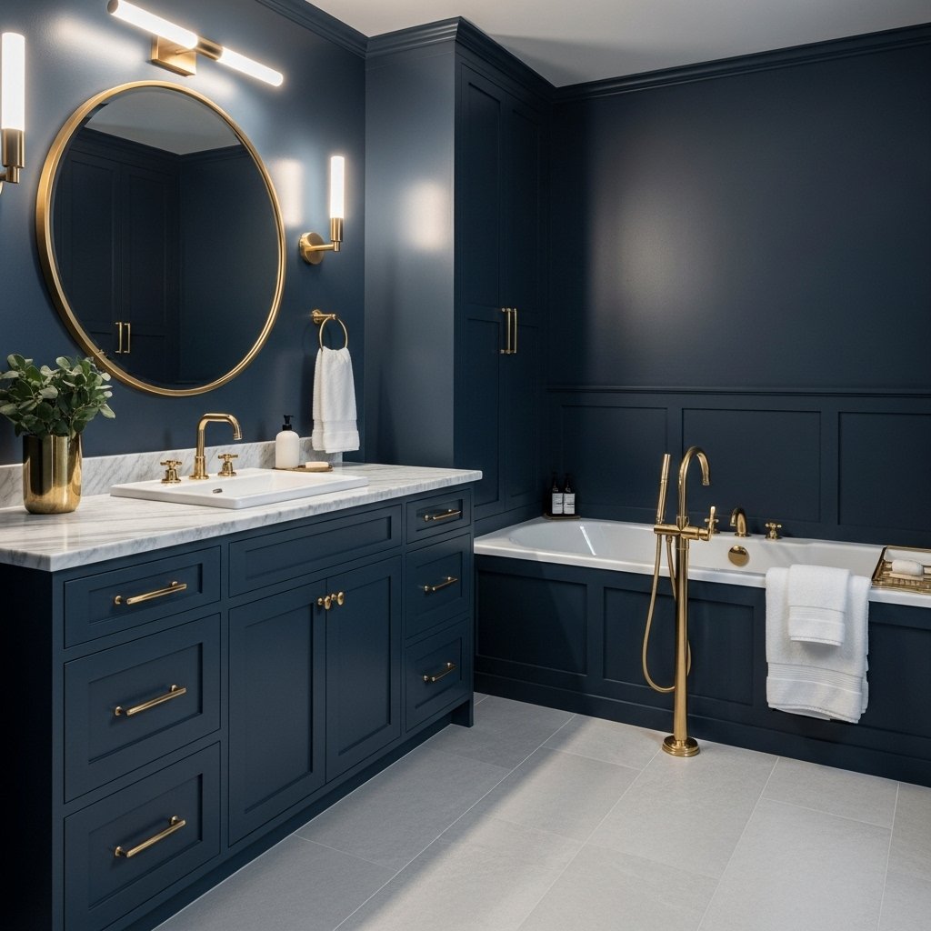 Sophisticated bold navy accents in decor