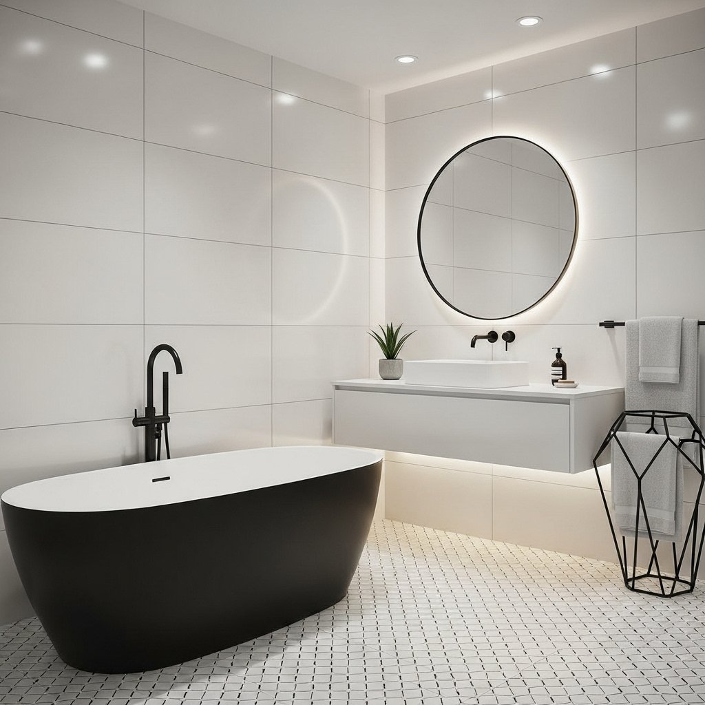 Sleek minimalist white and black design