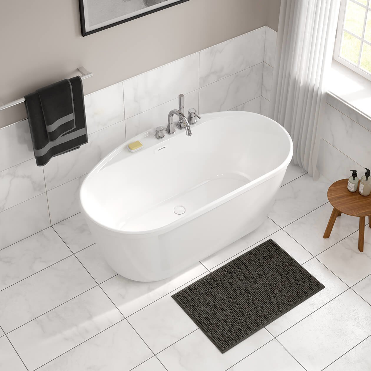 Emica 5832 AcrylX Freestanding Center Drain Bathtub in White with White Skirt | Bathtub, Maax