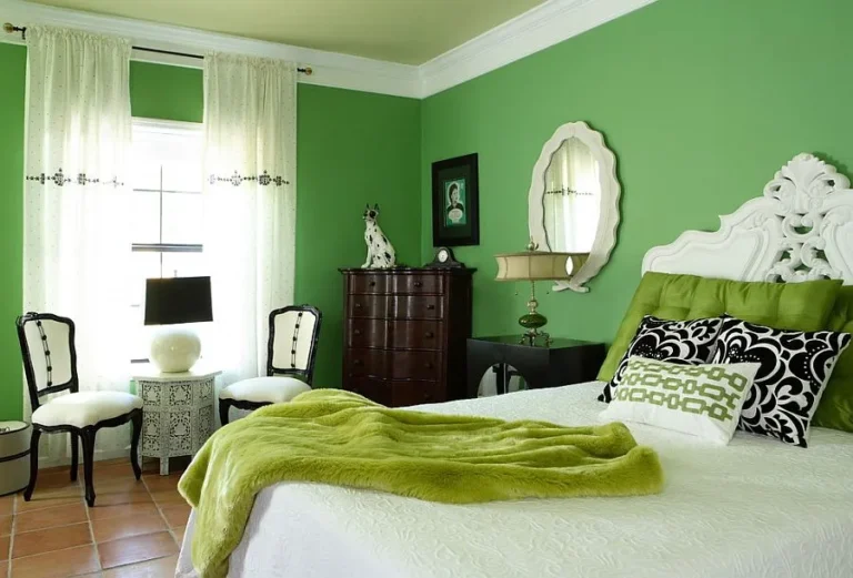 Green and White Bedroom
