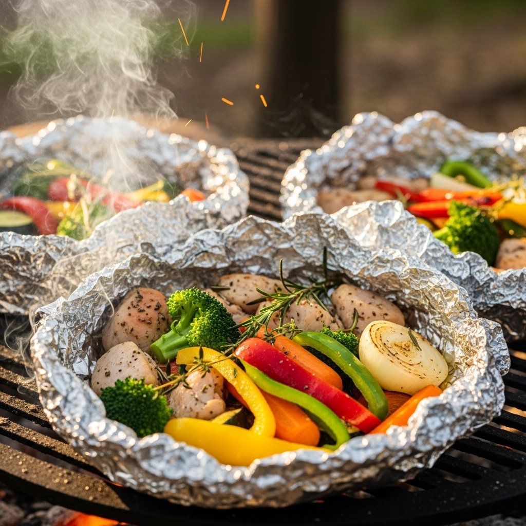 Juicy foil packet chicken with vegetables