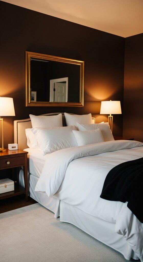 Warm cosy chocolate retreat bedroom design