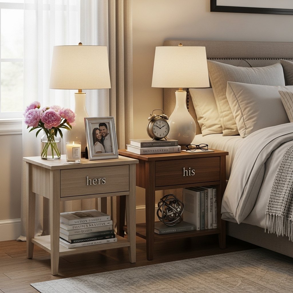 Stylish his and hers bedroom nightstands