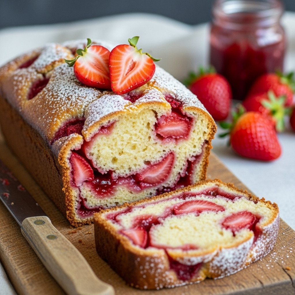 Fresh strawberry sweet bread homemade recipe