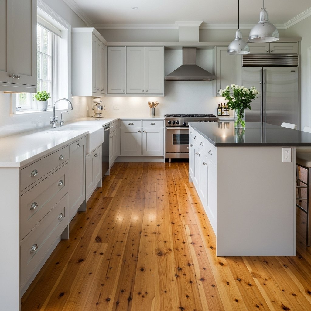 Natural Wood Kitchen Flooring Design