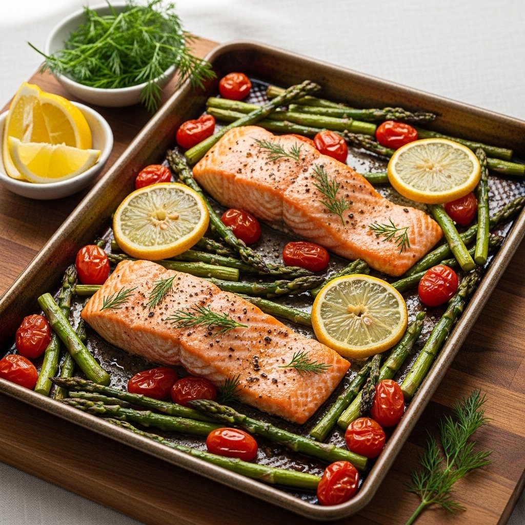 Healthy sheet-pan salmon with roasted vegetables