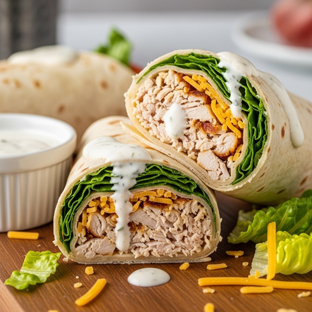 Fresh rotisserie chicken wraps with veggies