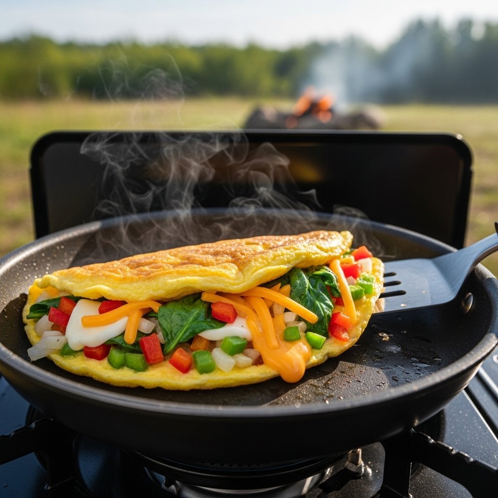 Veggie and cheese omelet on a plate