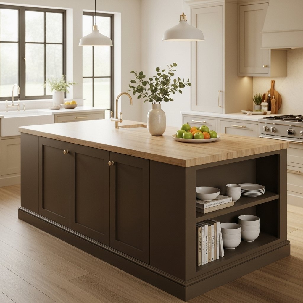 Warm Neutral Kitchen Island Design