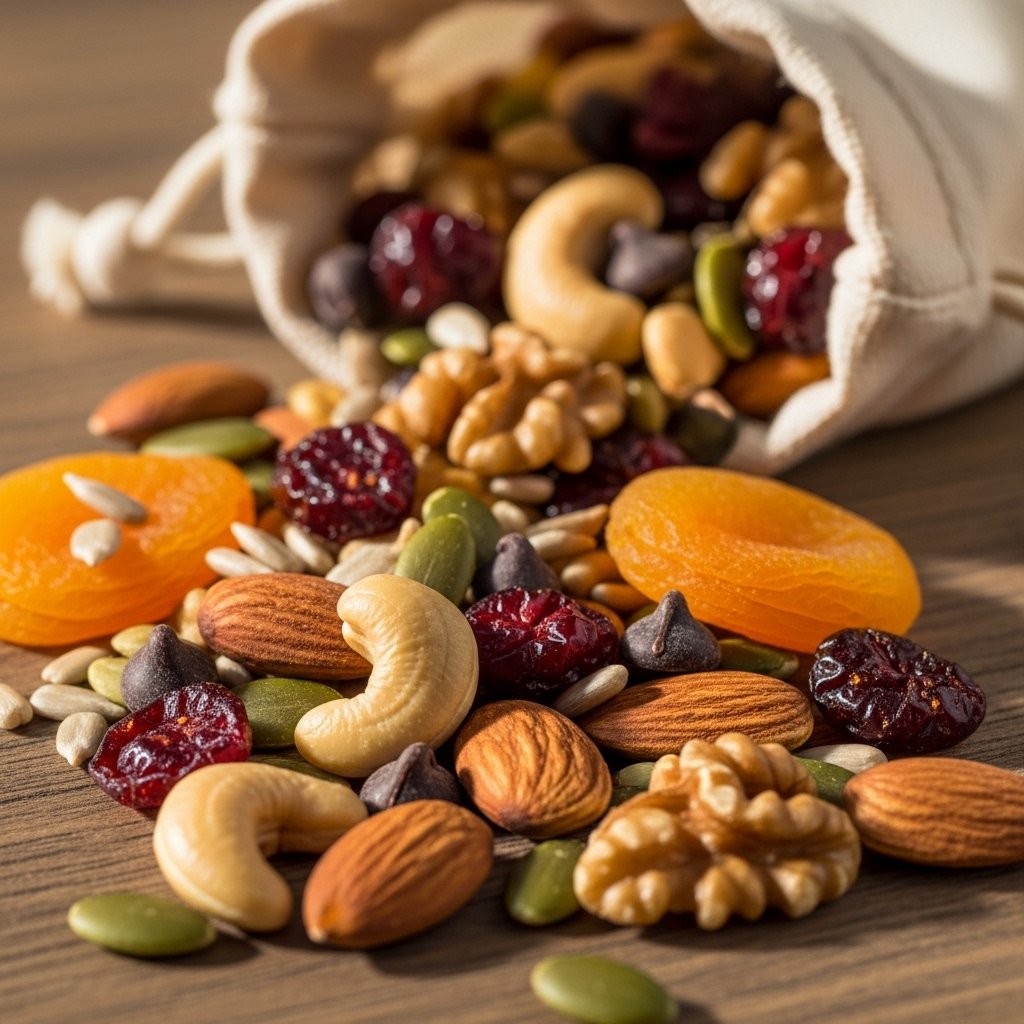 Healthy trail mix with nuts and dried fruit