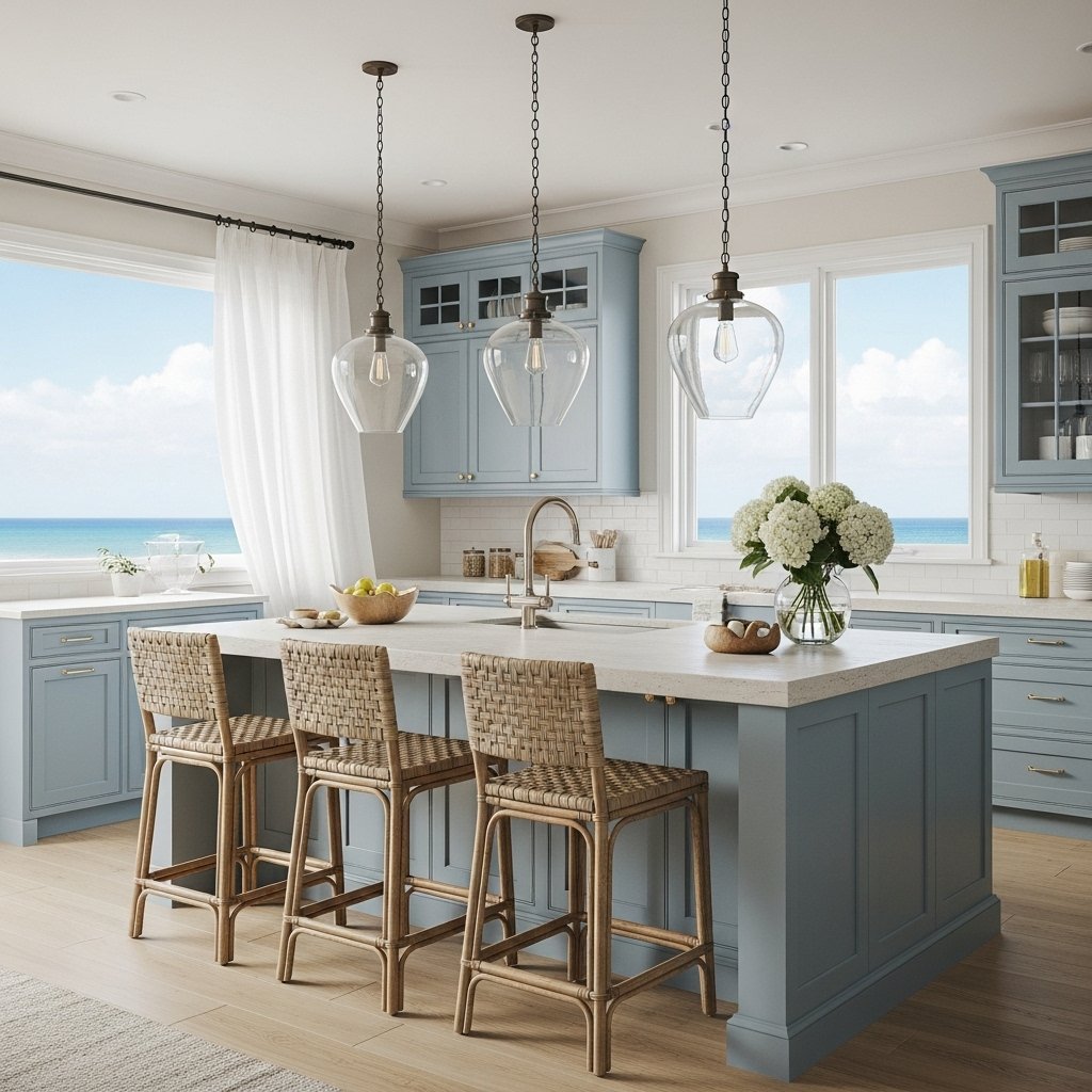 Coastal Blues and Sand Kitchen Design