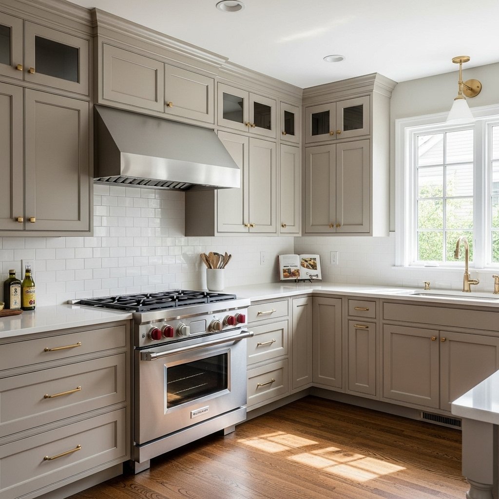 Taupe Shaker Style Kitchen Cabinets