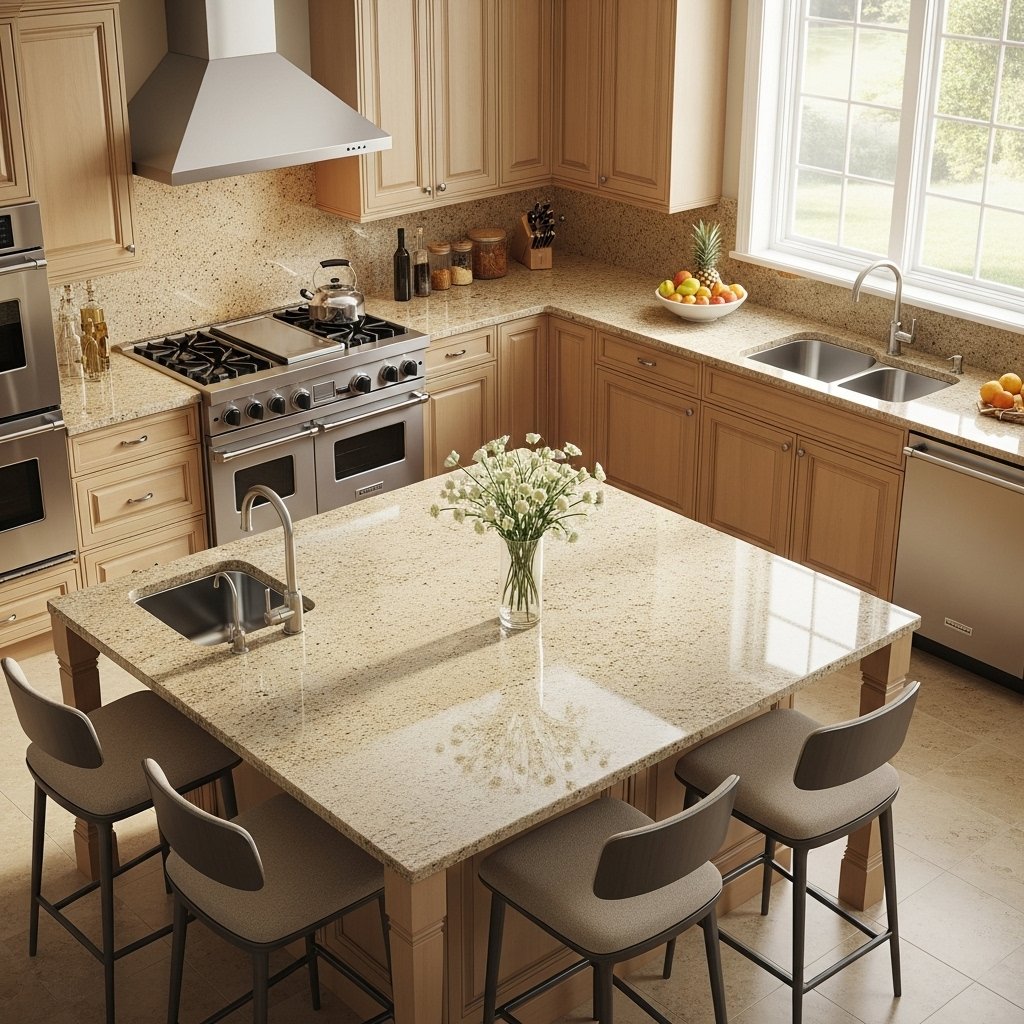 Beige Stone Kitchen Countertops Design