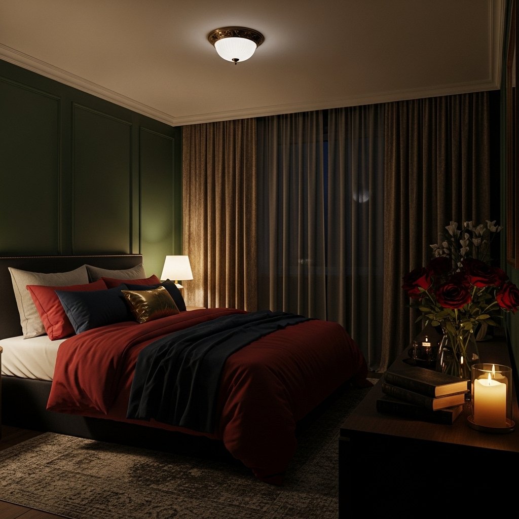 Deep moody romantic colours for bedrooms