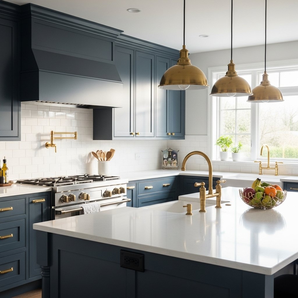 Warm Metal Kitchen Accents Design