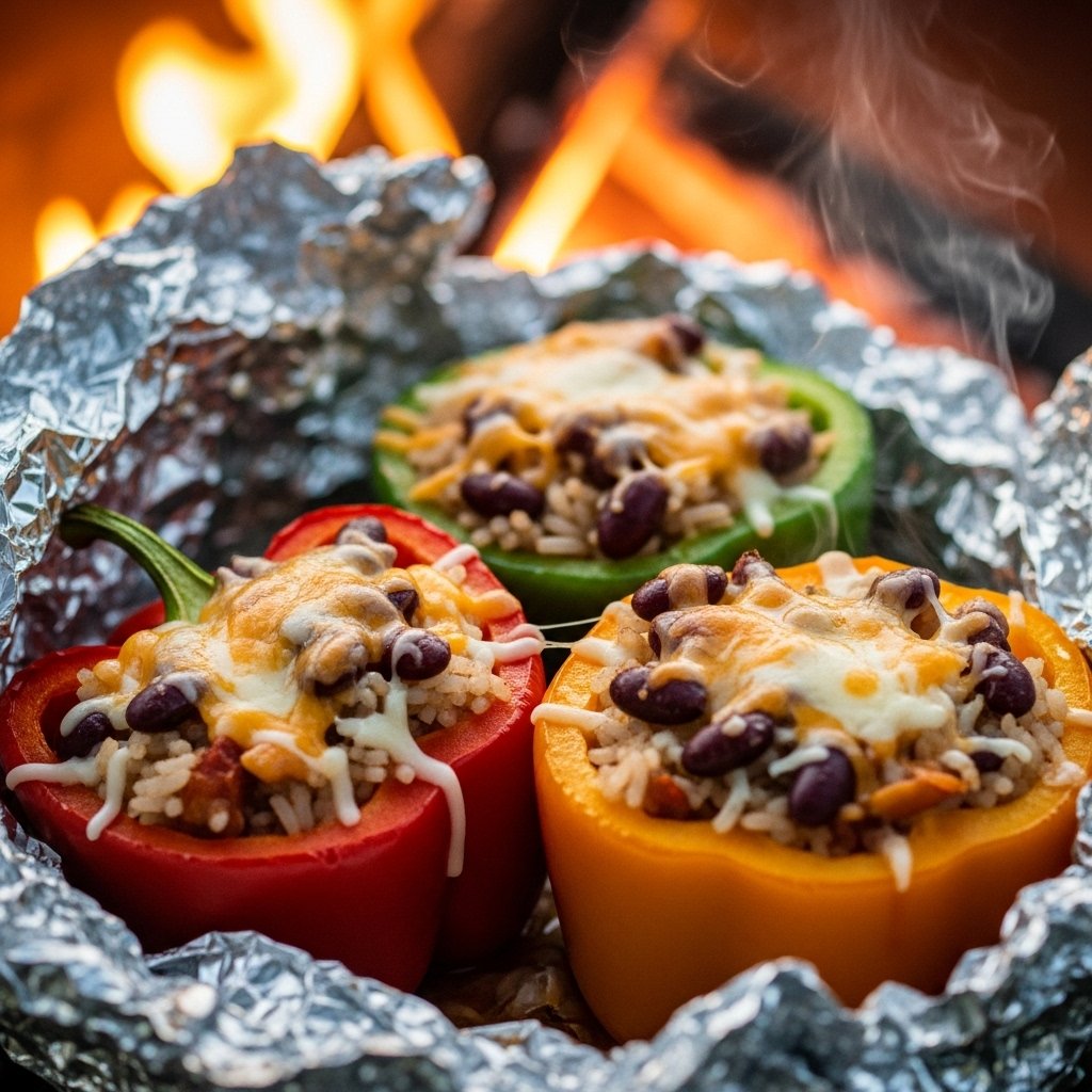 Bell peppers stuffed with rice and vegetables