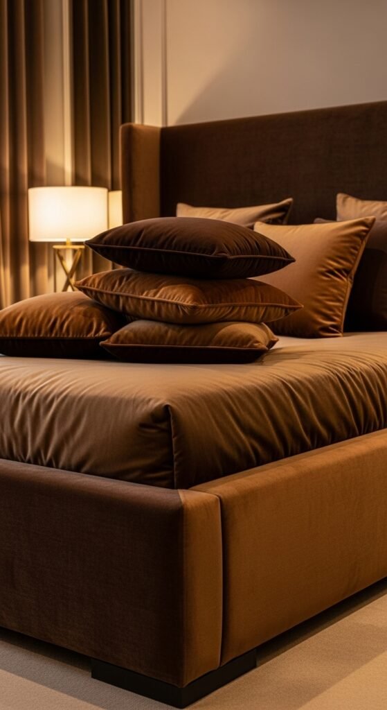 Opulent luxurious velvet accents in decor