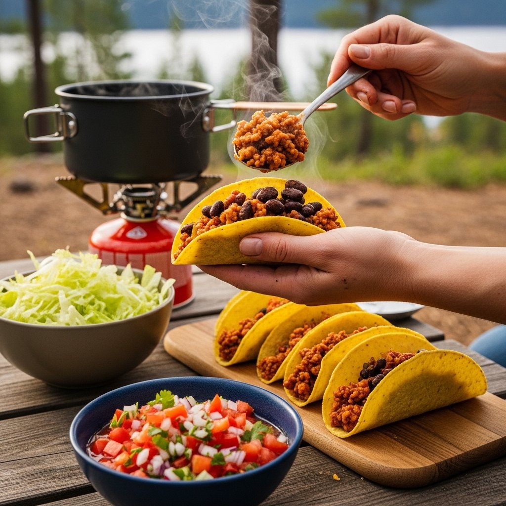 Easy camping tacos with fresh toppings