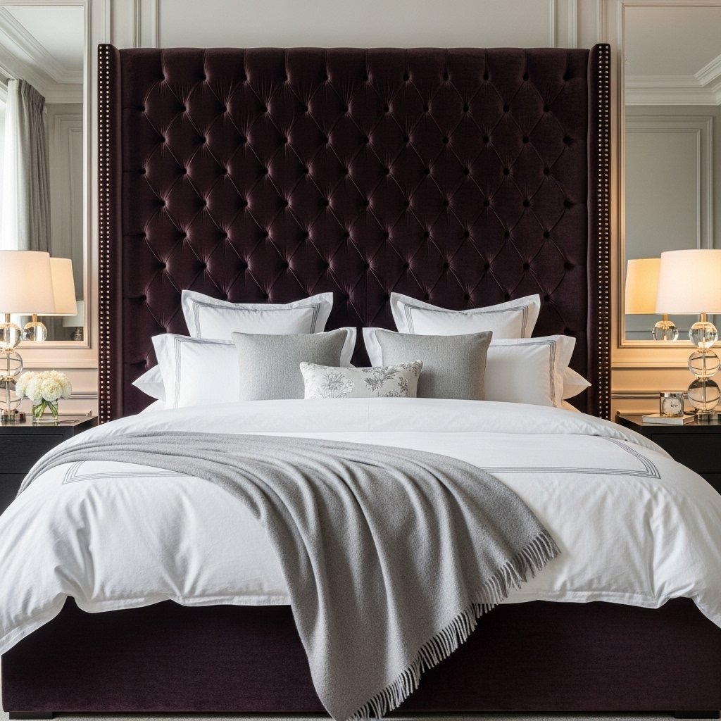 Elegant luxurious upholstered headboard for bedrooms