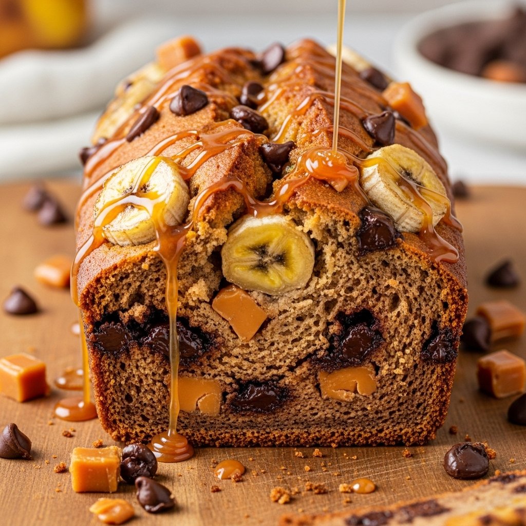 Caramel banana chocolate bread recipe