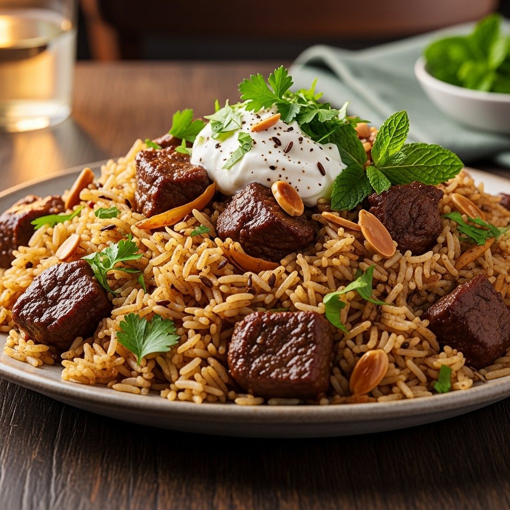 Middle Eastern spiced beef and rice recipe