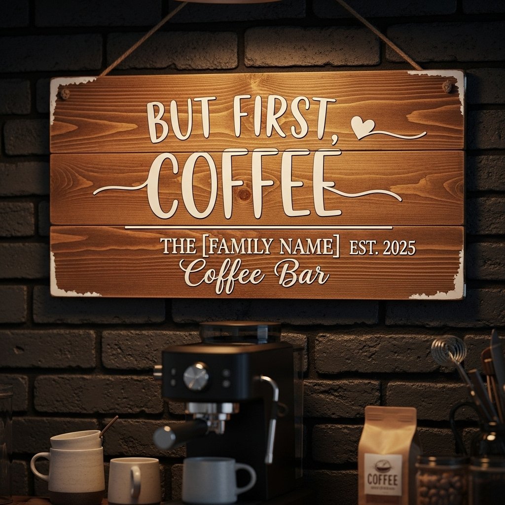Personalized coffee bar sign with style