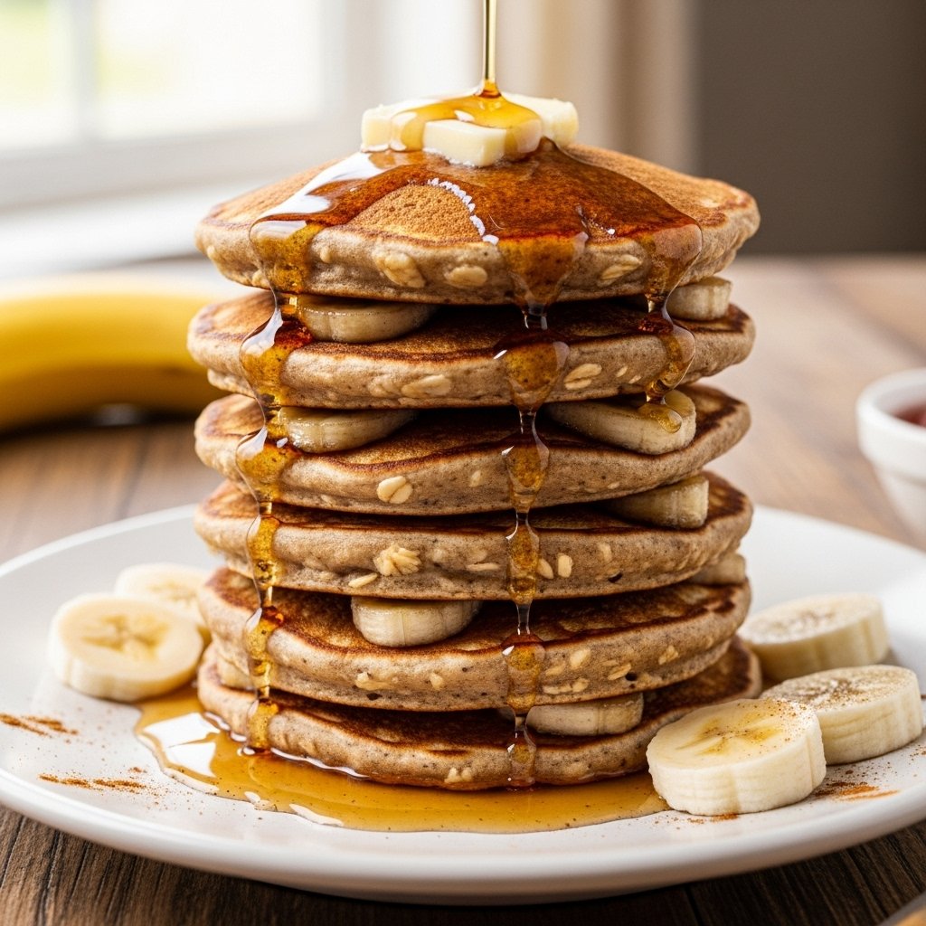 Banana oat pancakes healthy breakfast recipe