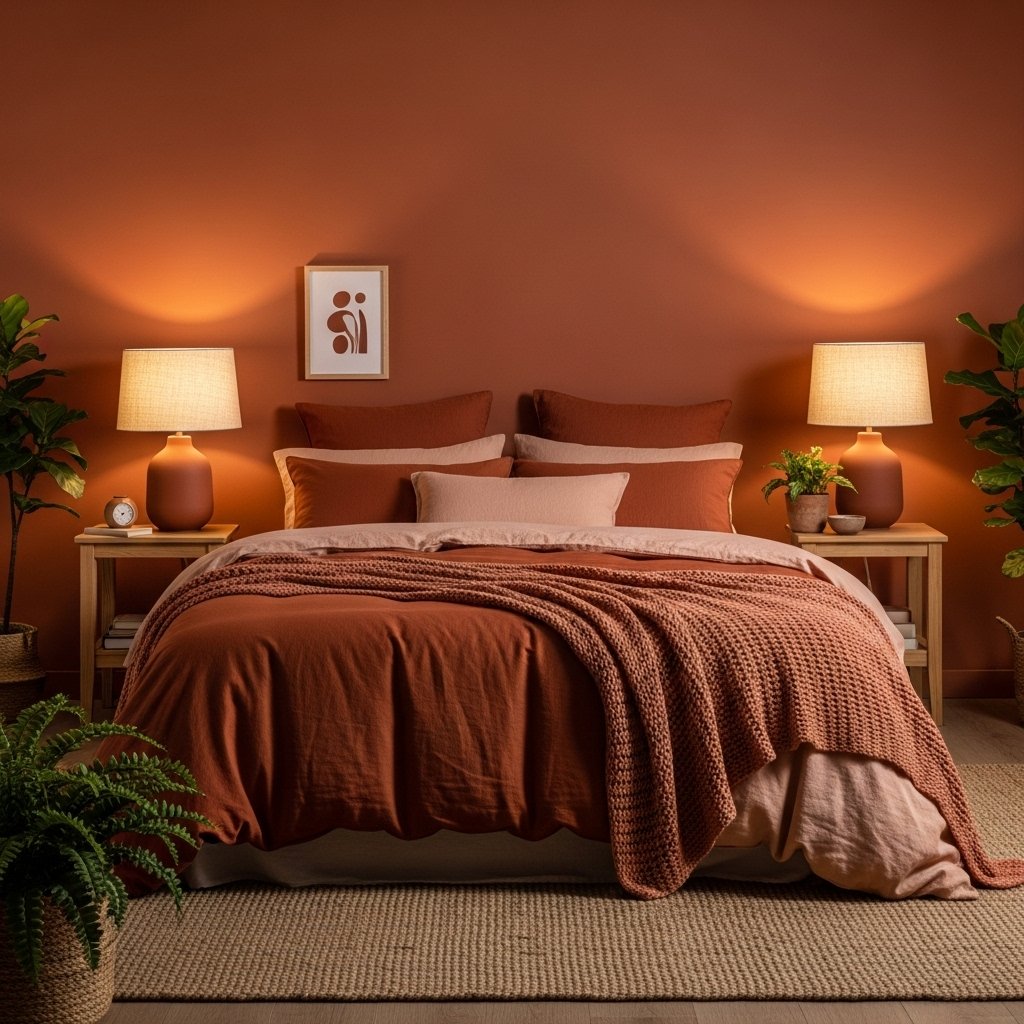 Terracotta bedroom color scheme design