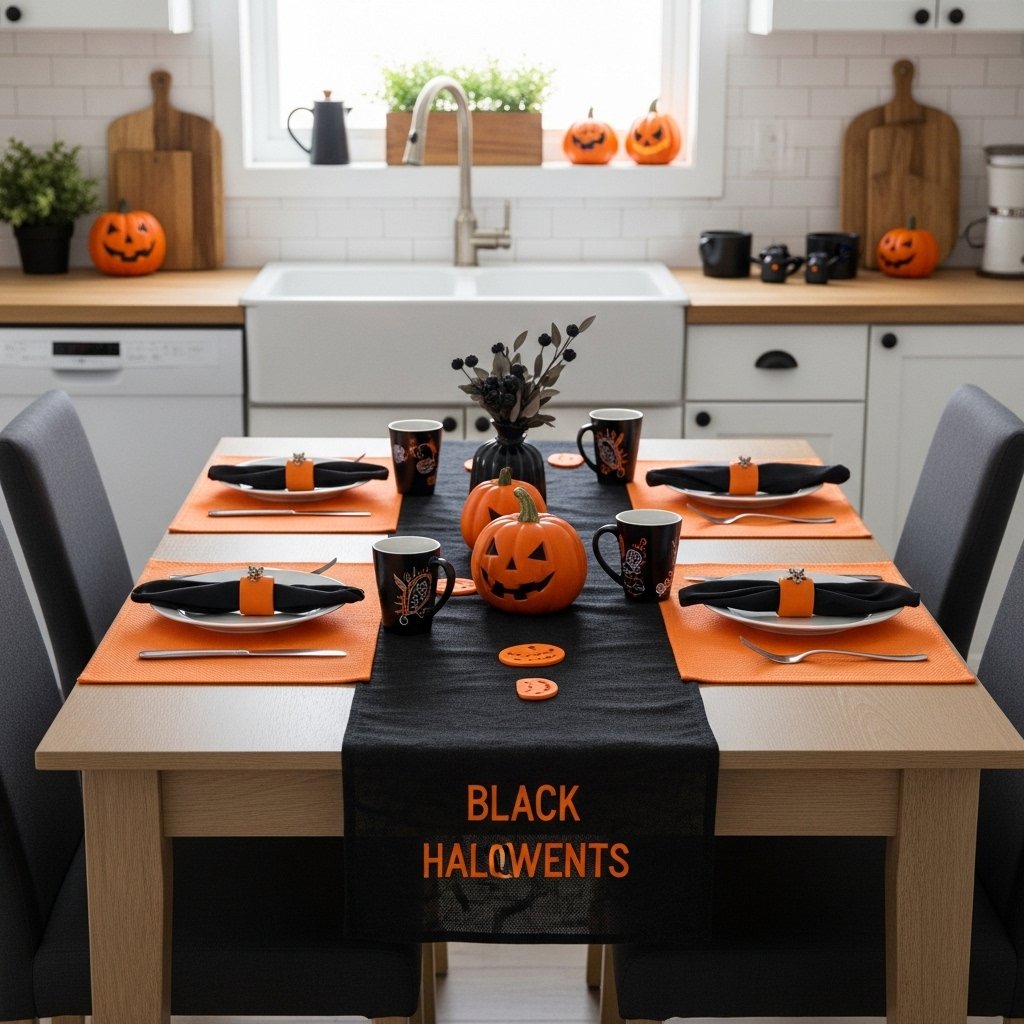 Use black and orange accents for décor