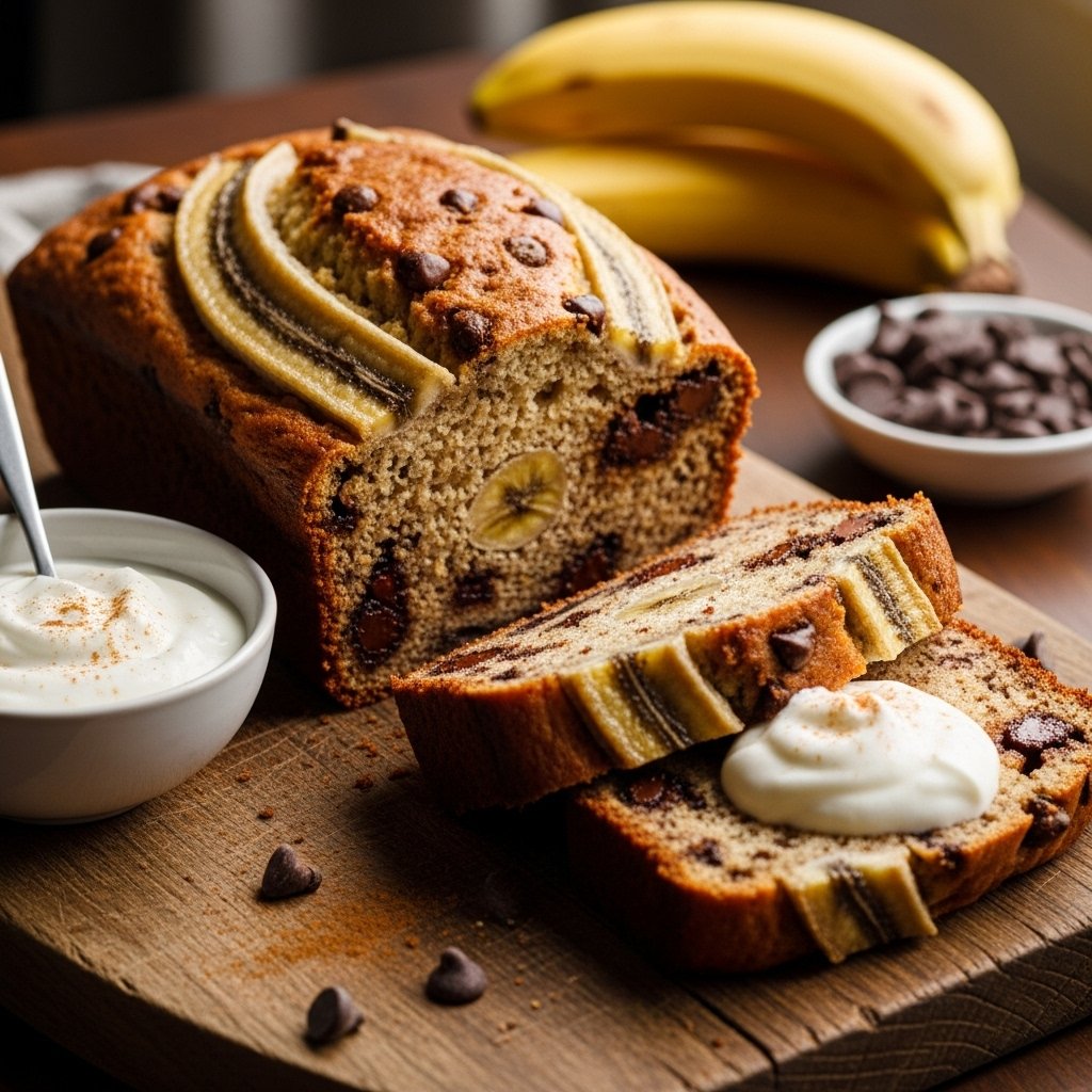 Banana chocolate chip bread with yogurt recipe