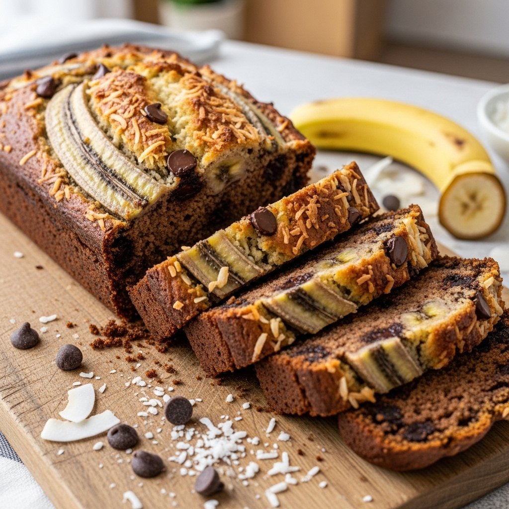 Coconut banana chocolate bread recipe