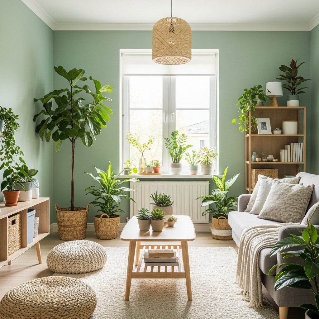 Soft sage green bedroom color palette