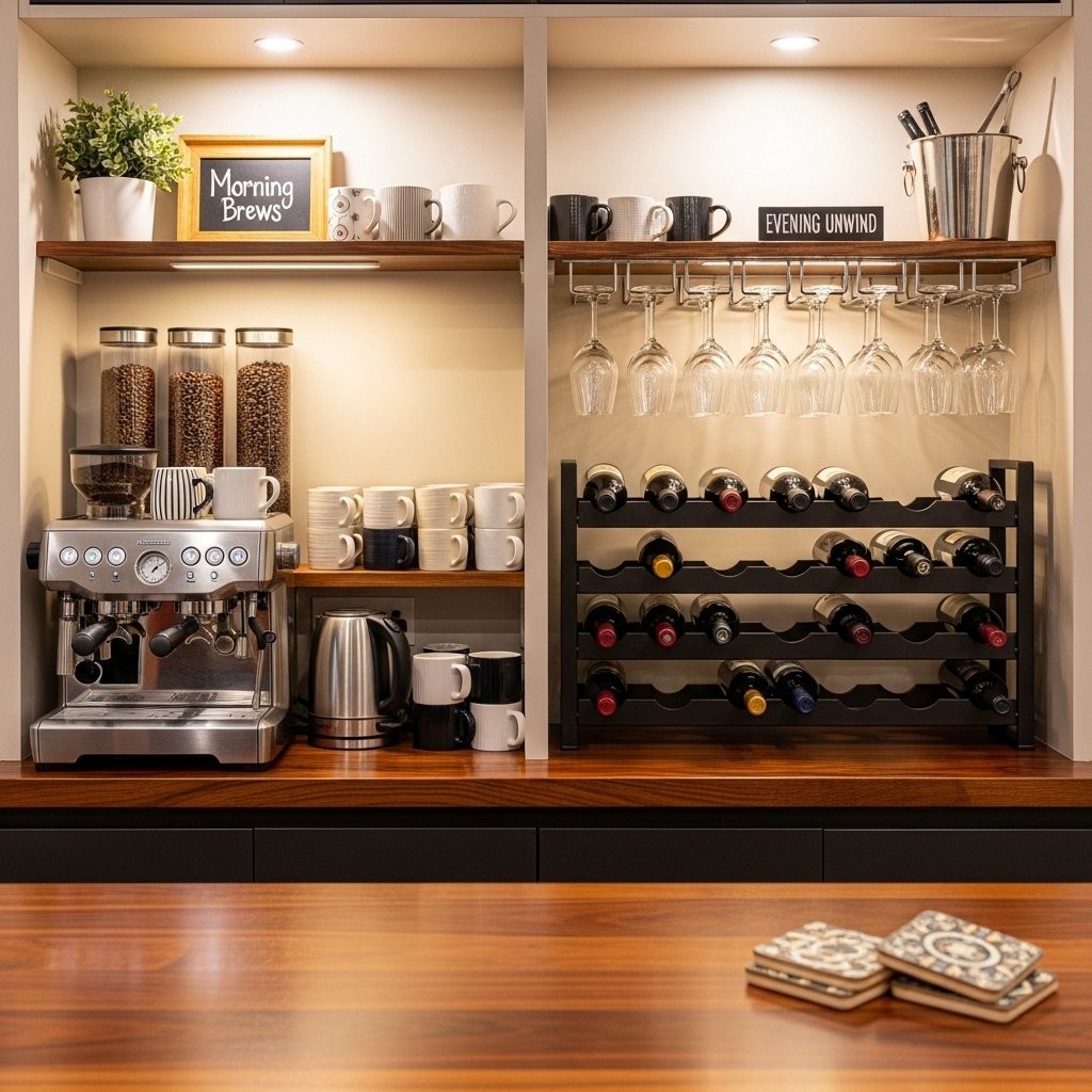 Industrial coffee bar look with metal