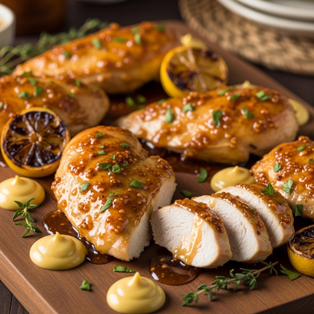 Honey mustard chicken with sweet glaze