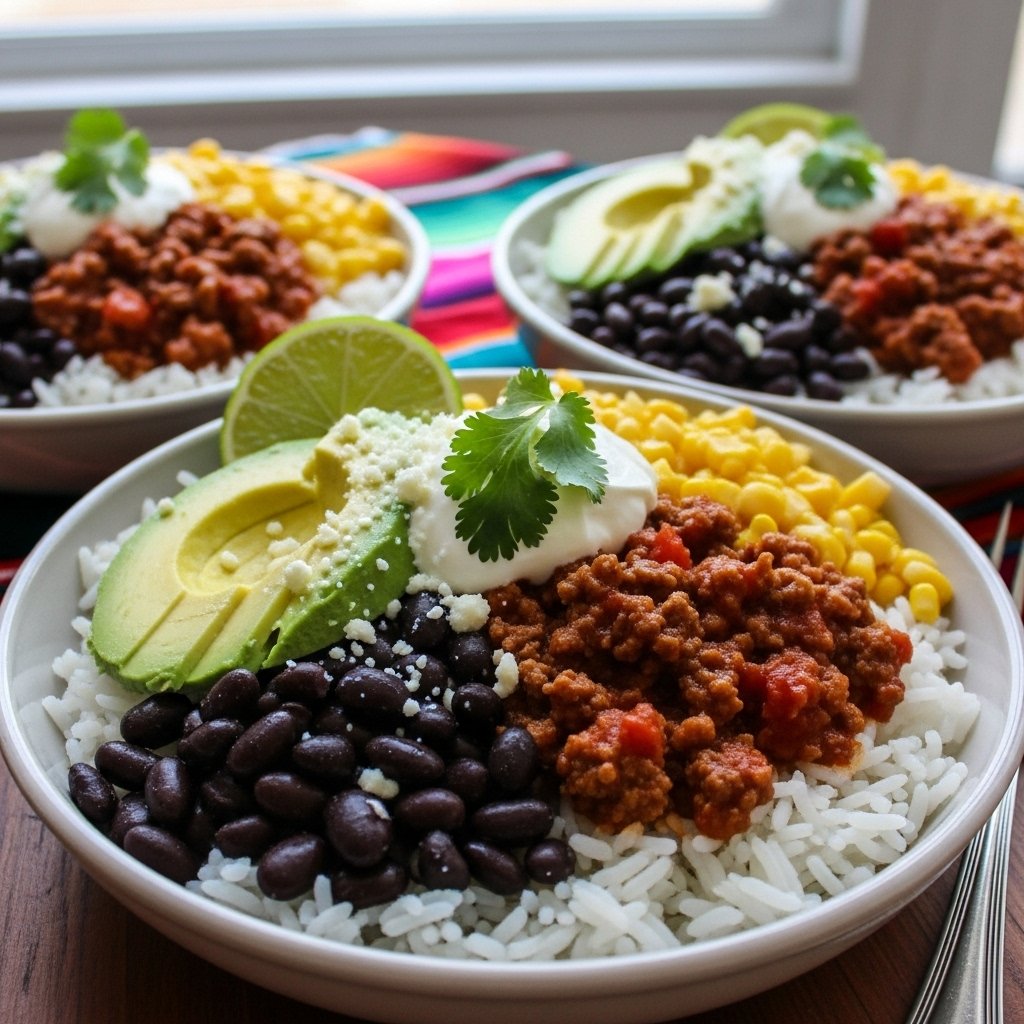 Mexican ground beef rice bowls recipe