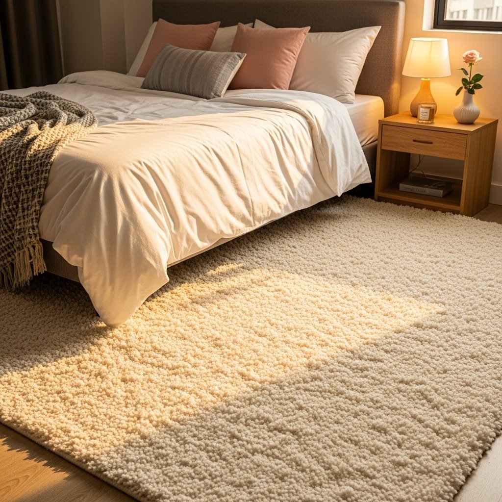 Cozy rug underfoot for coffee bar