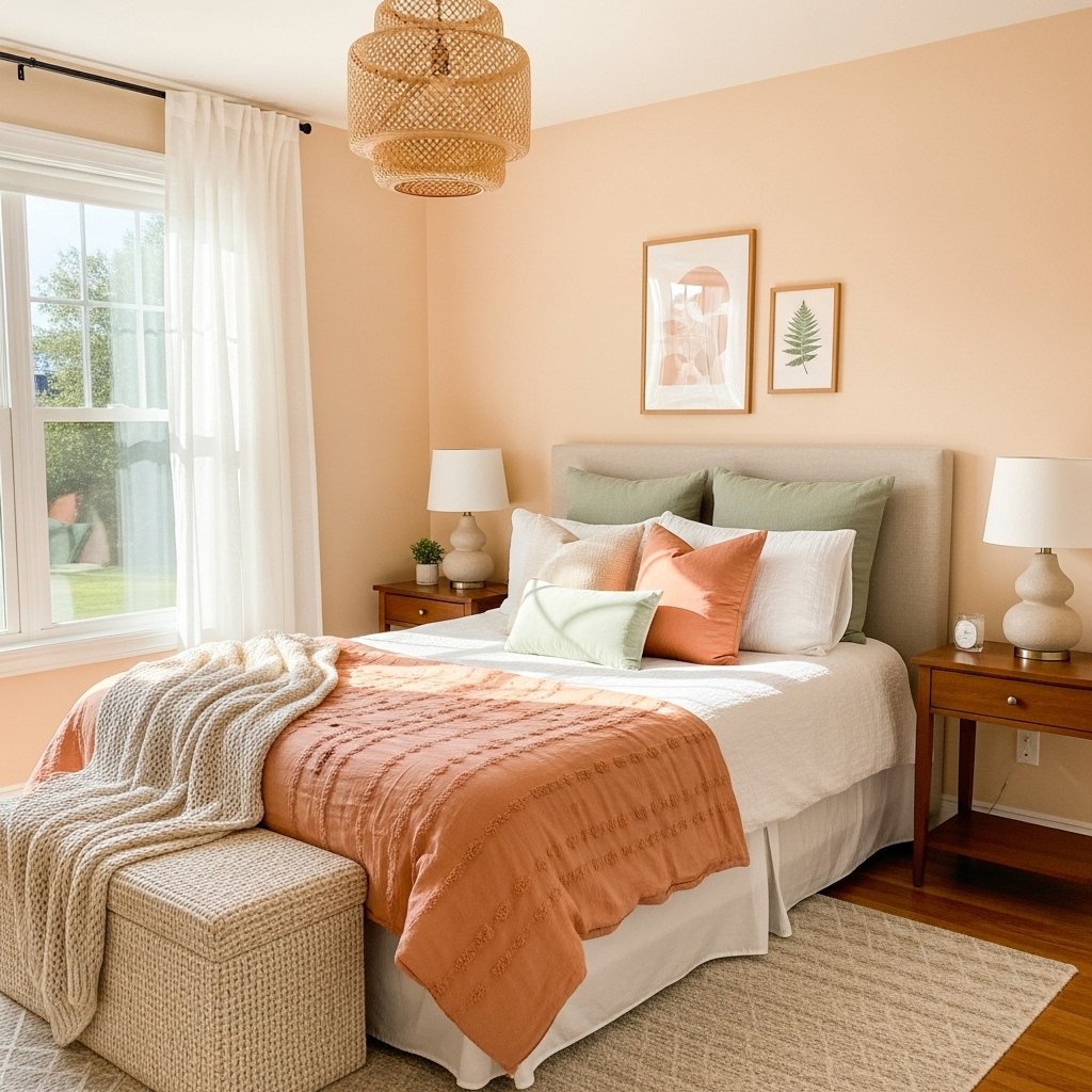Soft peach bedroom color palette