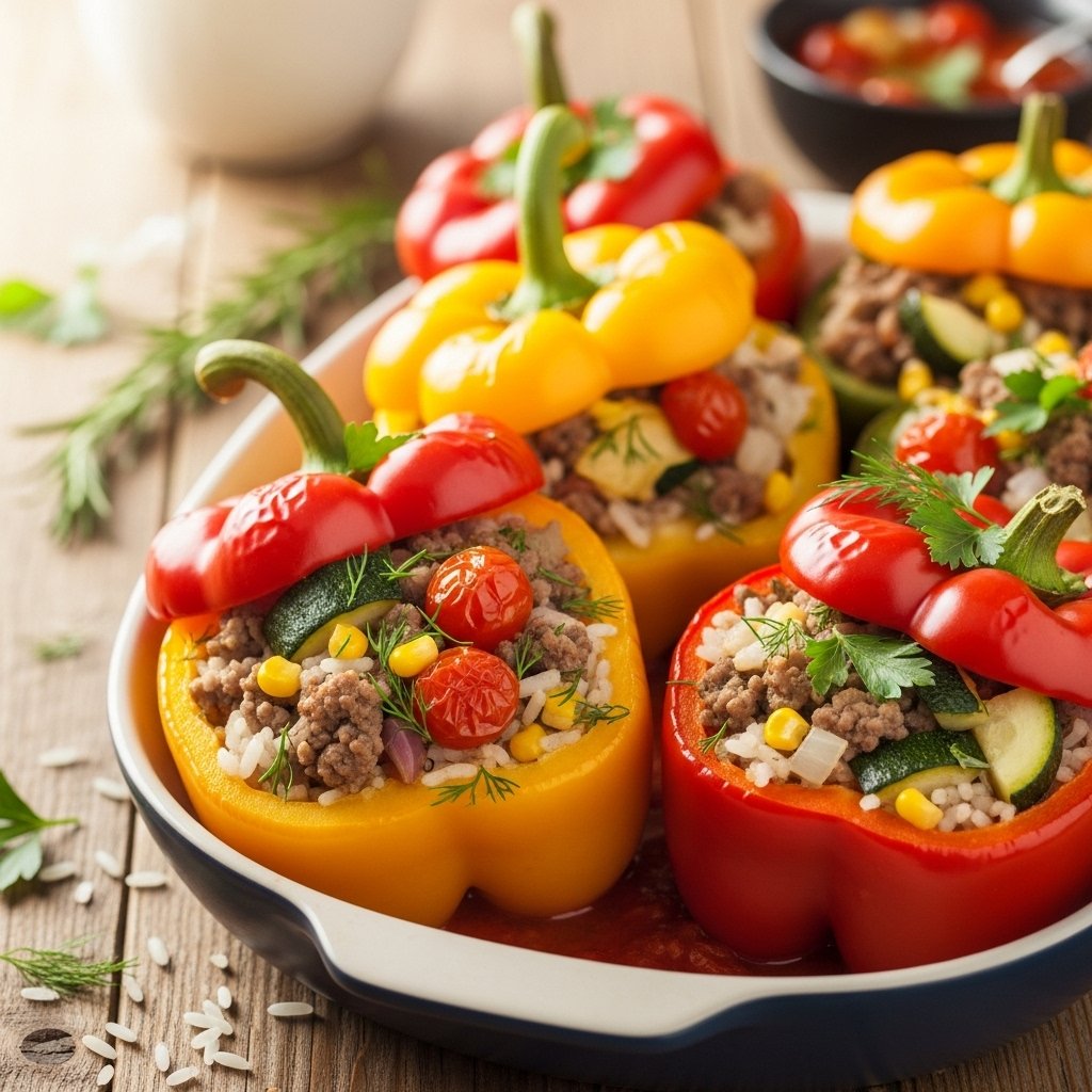 Stuffed bell peppers with savory filling