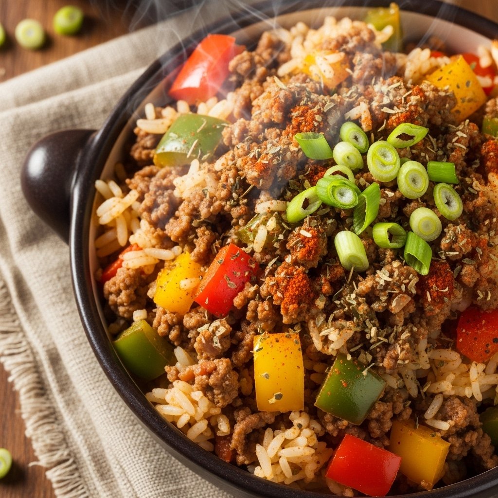 Spicy Cajun beef and rice recipe